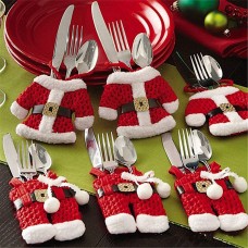 Uten Weihnachten Besteckhalter Bestecktasche 6pcs Sankt-Klage Weihnachtsdeko Weihnachten Dekoration Besteck Kostüm kleine Hosen und Kleidung Besteck-Sets Serviettentasche (6 Stücke)