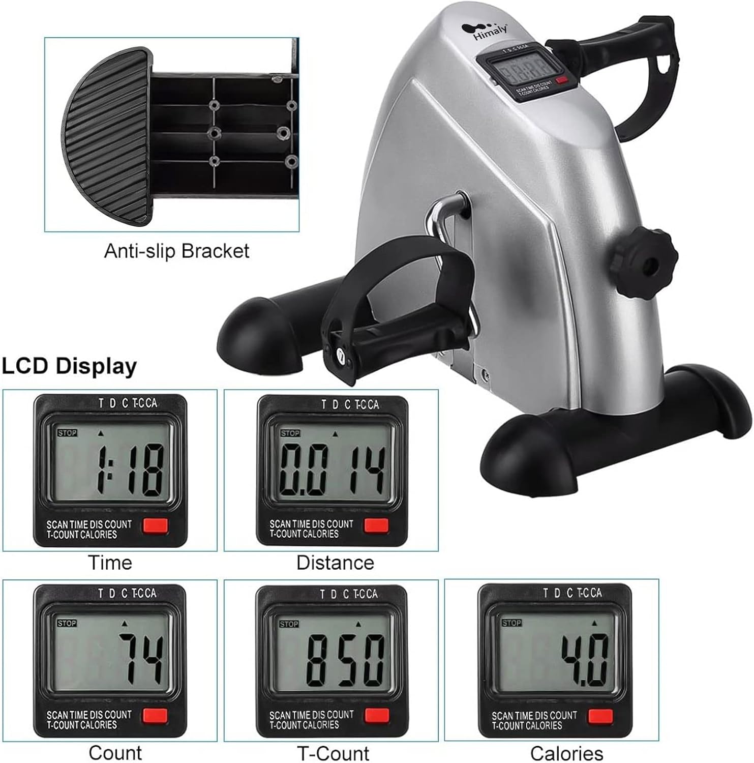 Himaly Mini Exercise Bike, Under Desk Bike Pedal Exerciser for Arm & Leg thumbnail 2