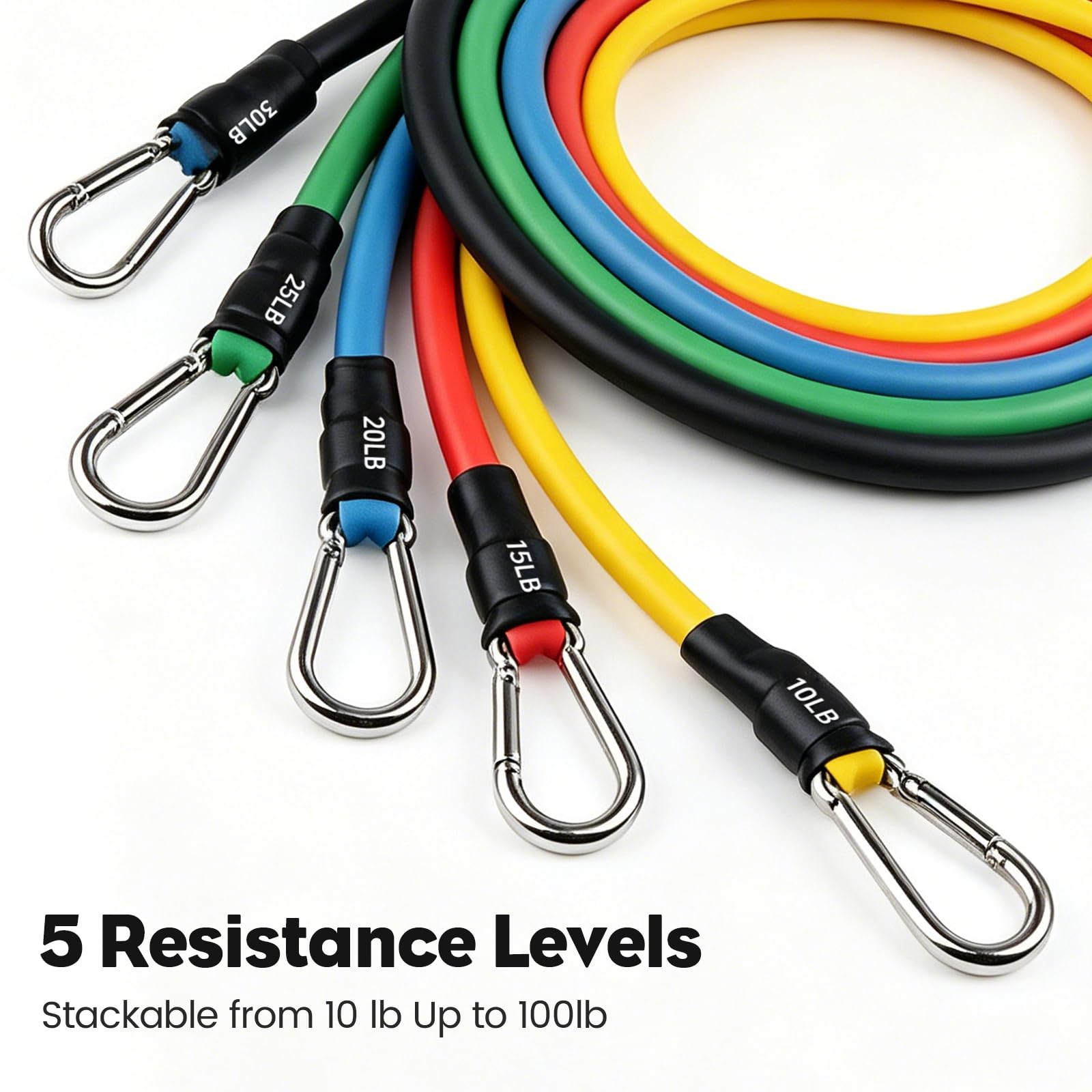 Himaly 5-Level Resistance Bands Set with Handles & Accessories thumbnail 2