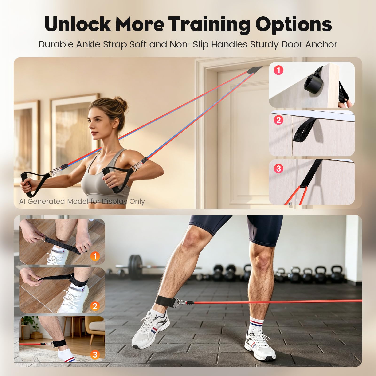 Himaly 5-Level Resistance Bands Set with Handles & Accessories thumbnail 6