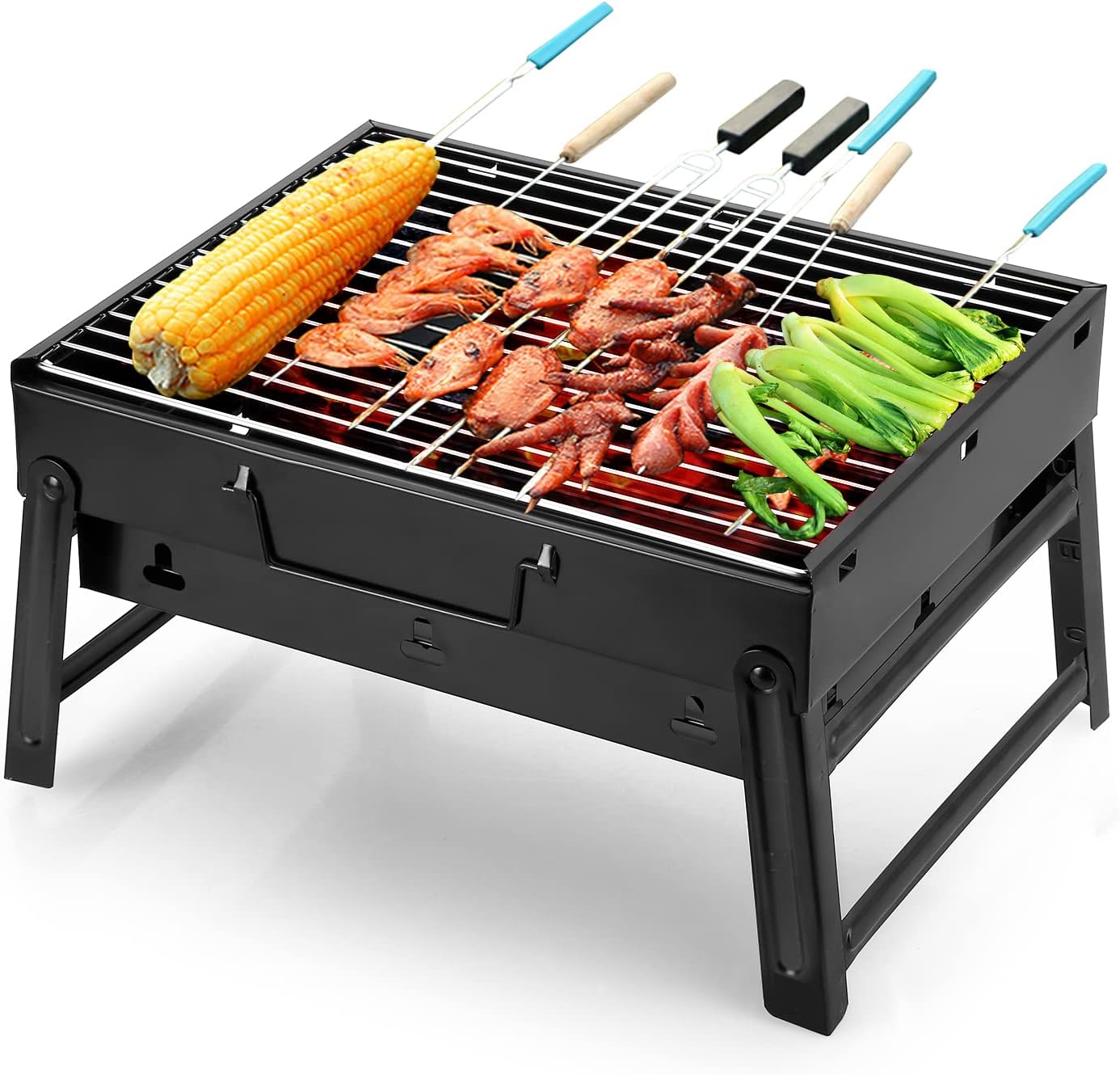 Himaly Portable BBQ Charcoal Grill Smoker for Outdoor Camping Picnics Small