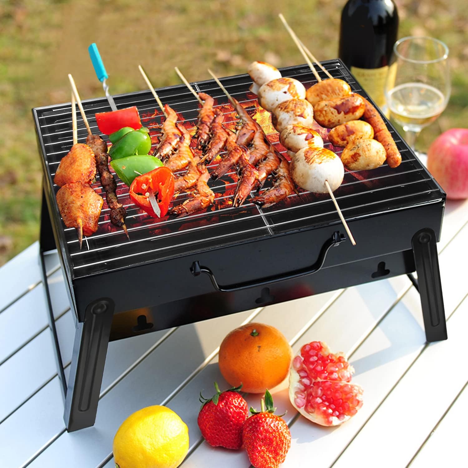 Himaly Portable BBQ Charcoal Grill Smoker for Outdoor Camping Picnics Small thumbnail 2