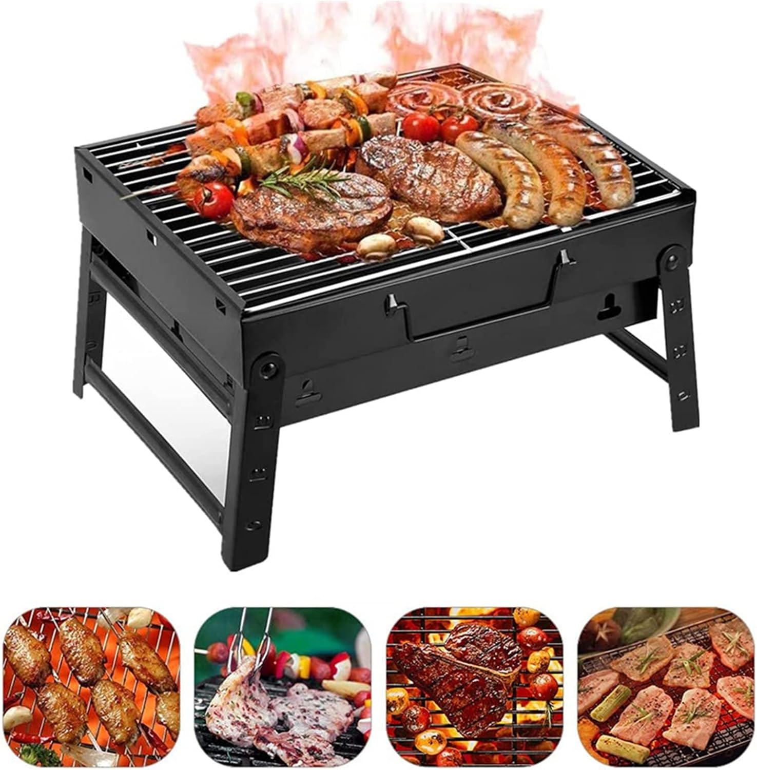 Himaly Portable BBQ Charcoal Grill Smoker for Outdoor Camping Picnics Medium