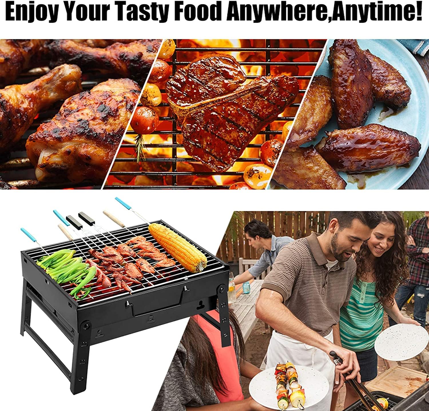 Himaly Portable BBQ Charcoal Grill Smoker for Outdoor Camping Picnics Medium thumbnail 2
