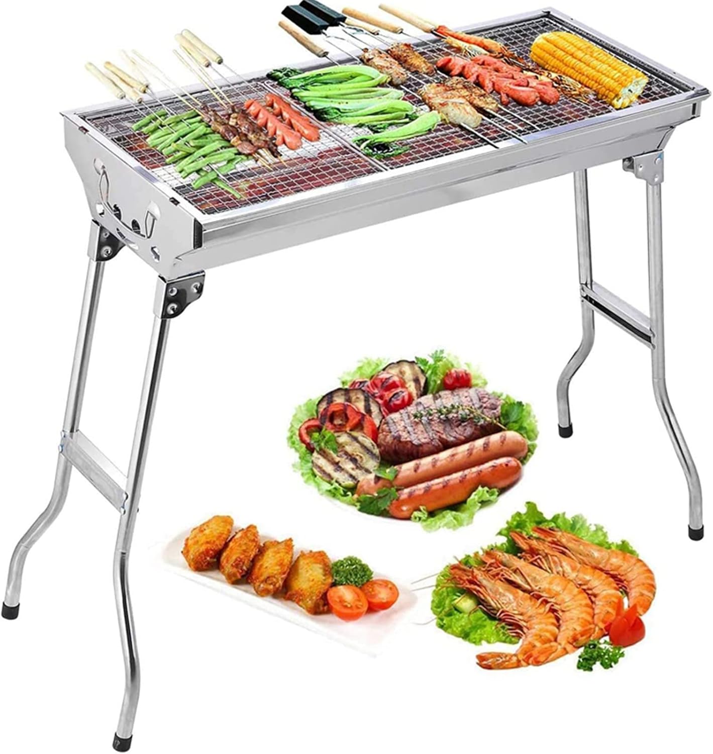 Himaly Portable BBQ Charcoal Grill Smoker for Outdoor Camping Picnics Large