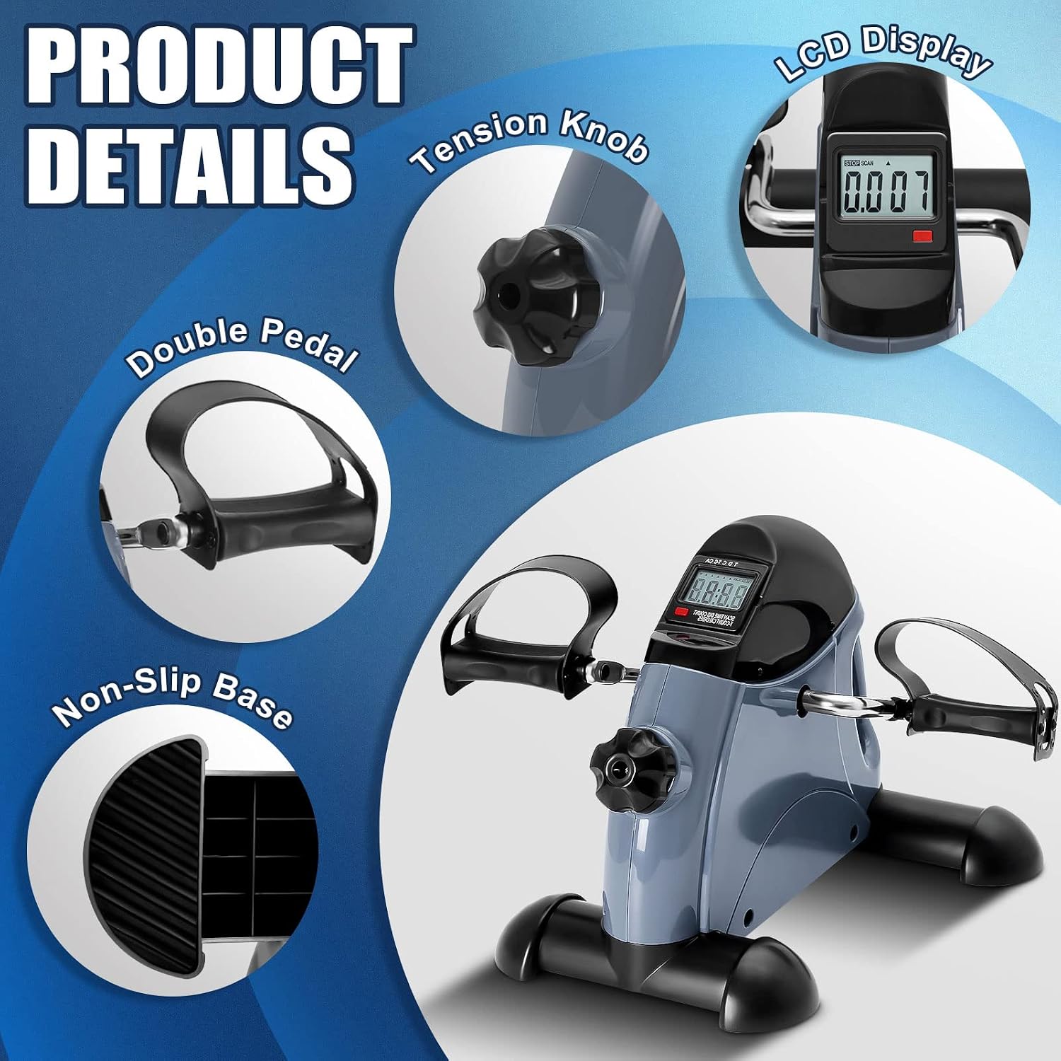Himaly Mini Exercise Bike, Under Desk Bike Pedal Exerciser for Arm & Leg thumbnail 2