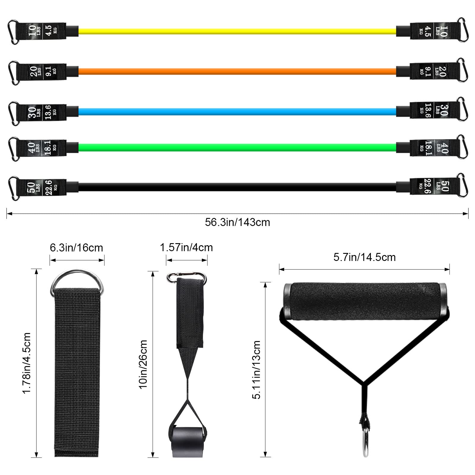 Himaly 5-Level Resistance Bands Set with Handles & Accessories thumbnail 4
