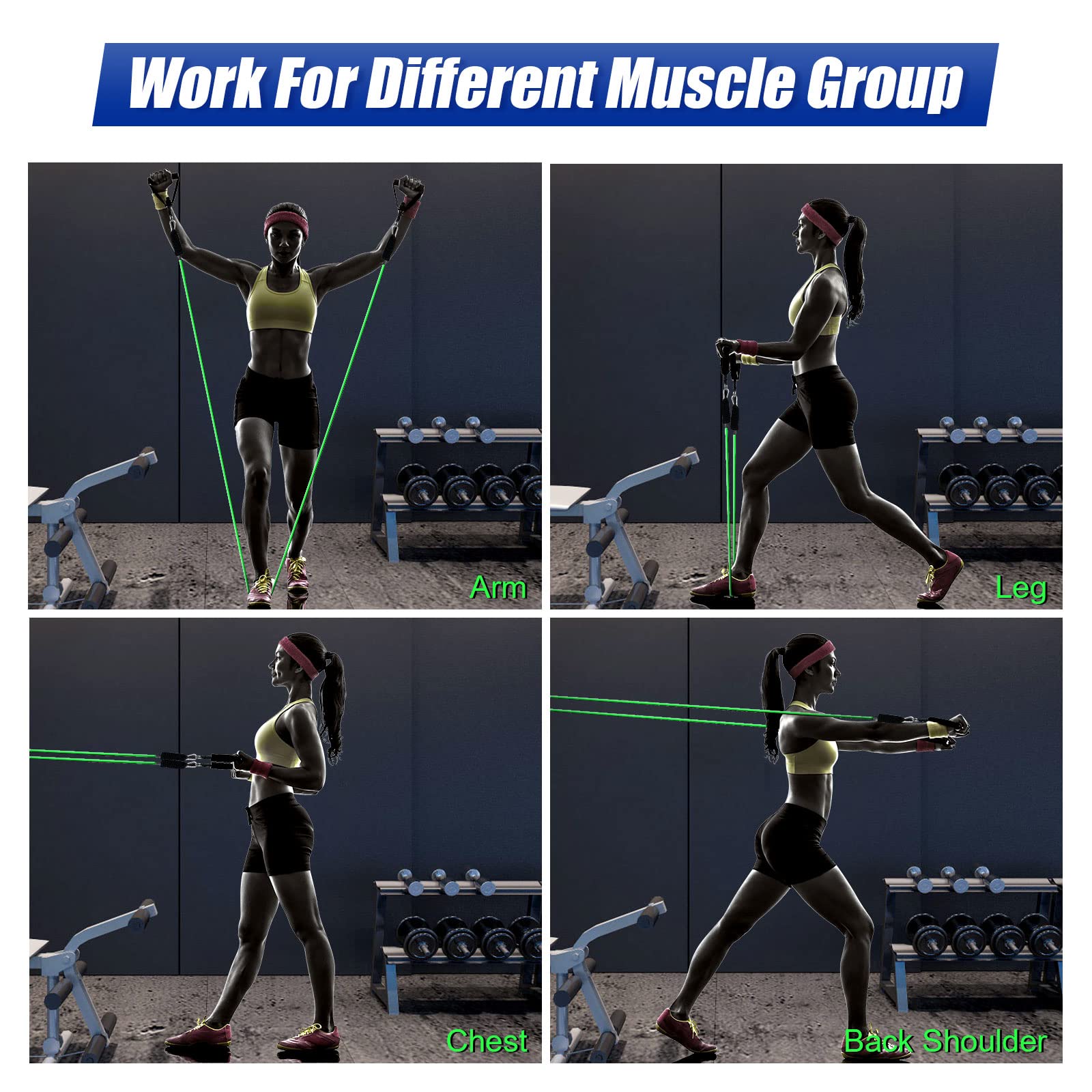 Himaly 5-Level Resistance Bands Set with Handles & Accessories thumbnail 6