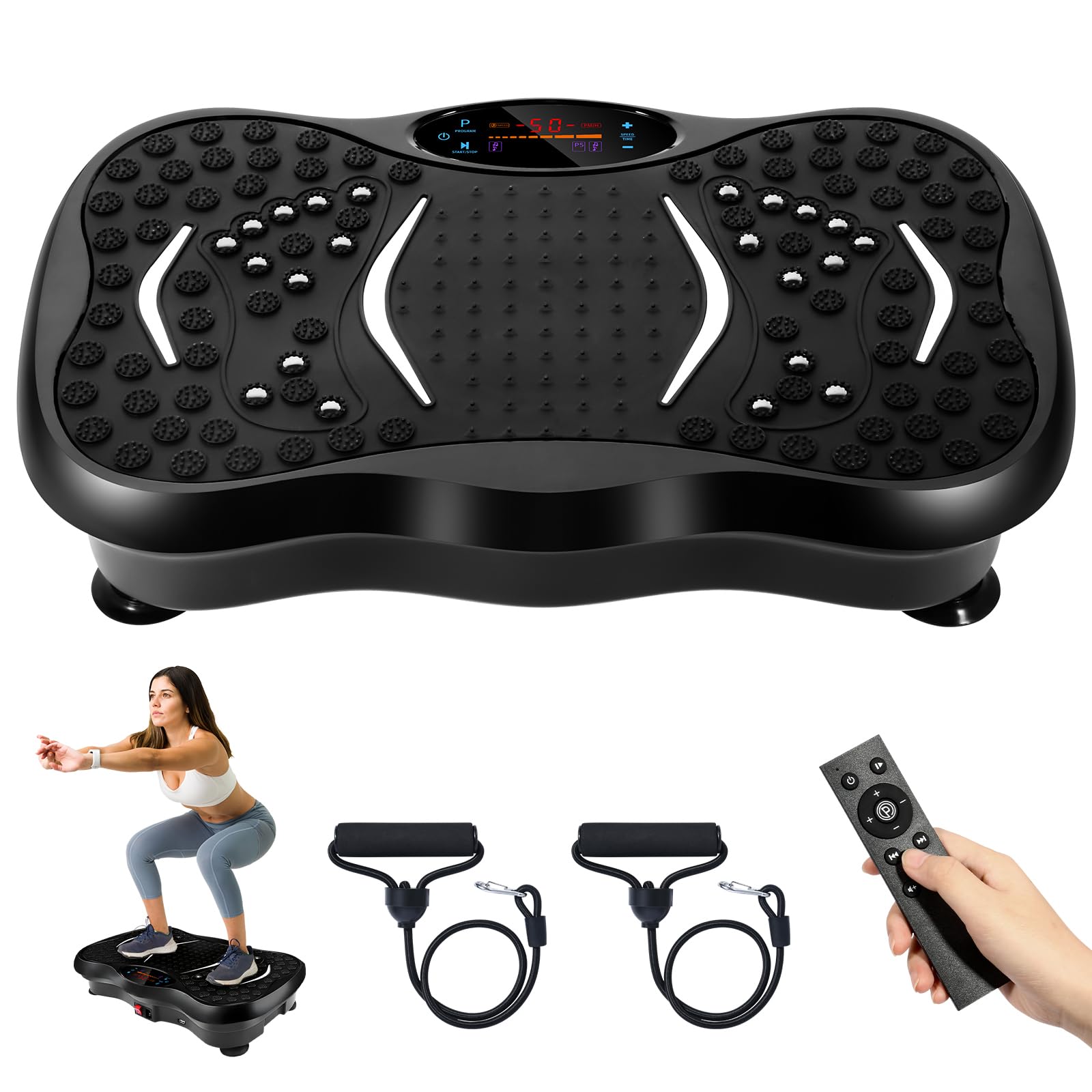99-Level Vibration Plate with Bluetooth Speaker & Resistance Bands