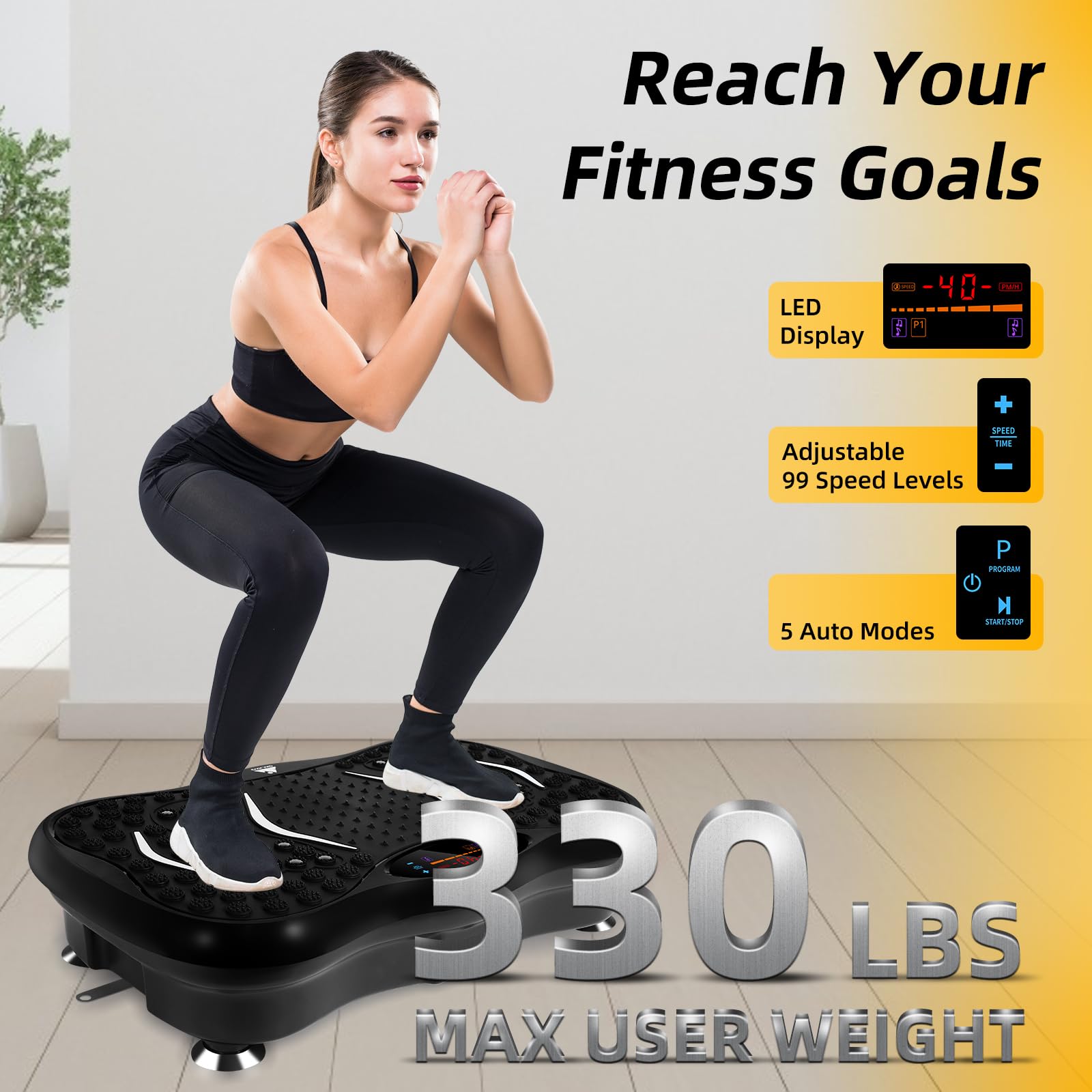 99-Level Vibration Plate with Bluetooth Speaker & Resistance Bands thumbnail 3