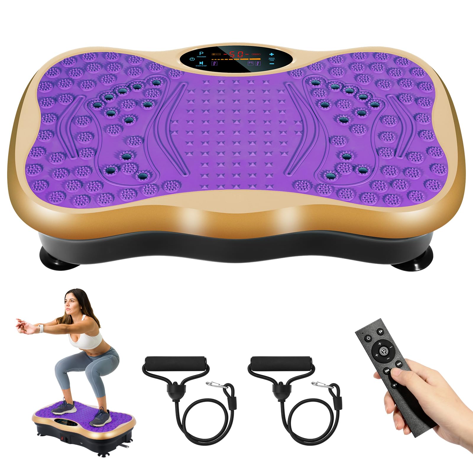 99-Level Vibration Plate with Bluetooth Speaker & Resistance Bands