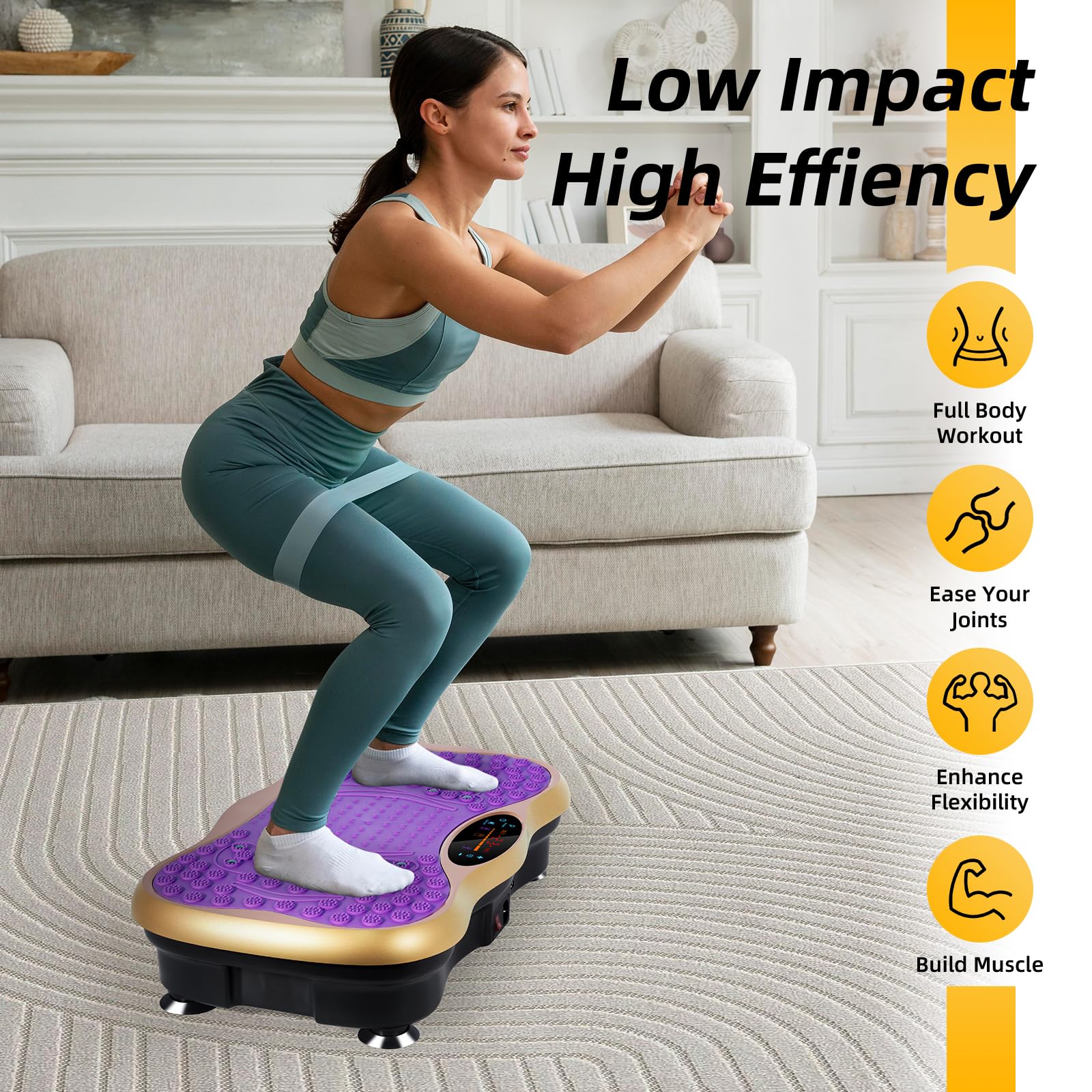 99-Level Vibration Plate with Bluetooth Speaker & Resistance Bands thumbnail 2
