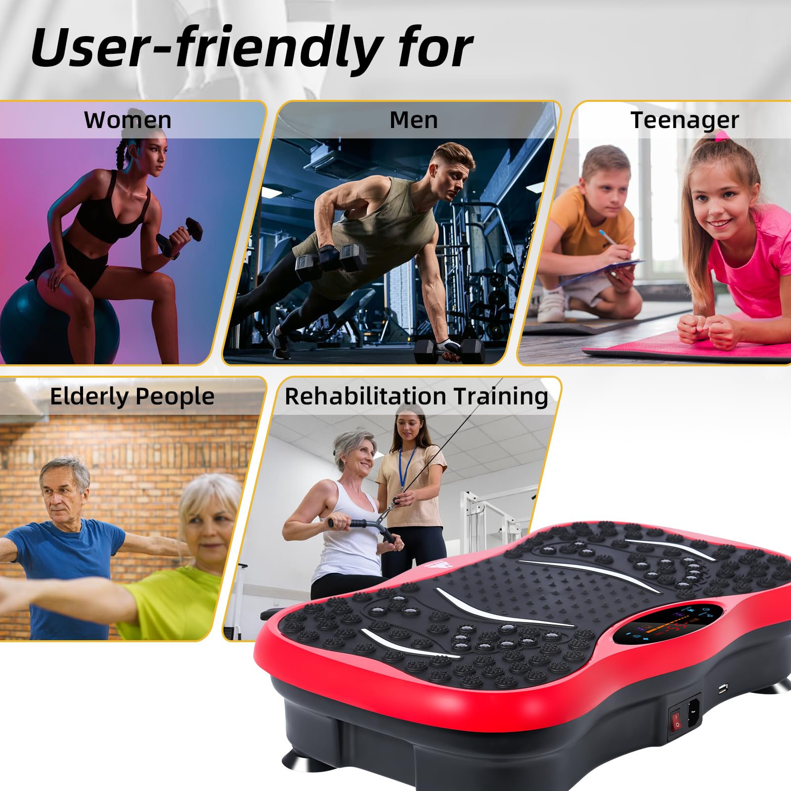99-Level Vibration Plate with Bluetooth Speaker & Resistance Bands thumbnail 7