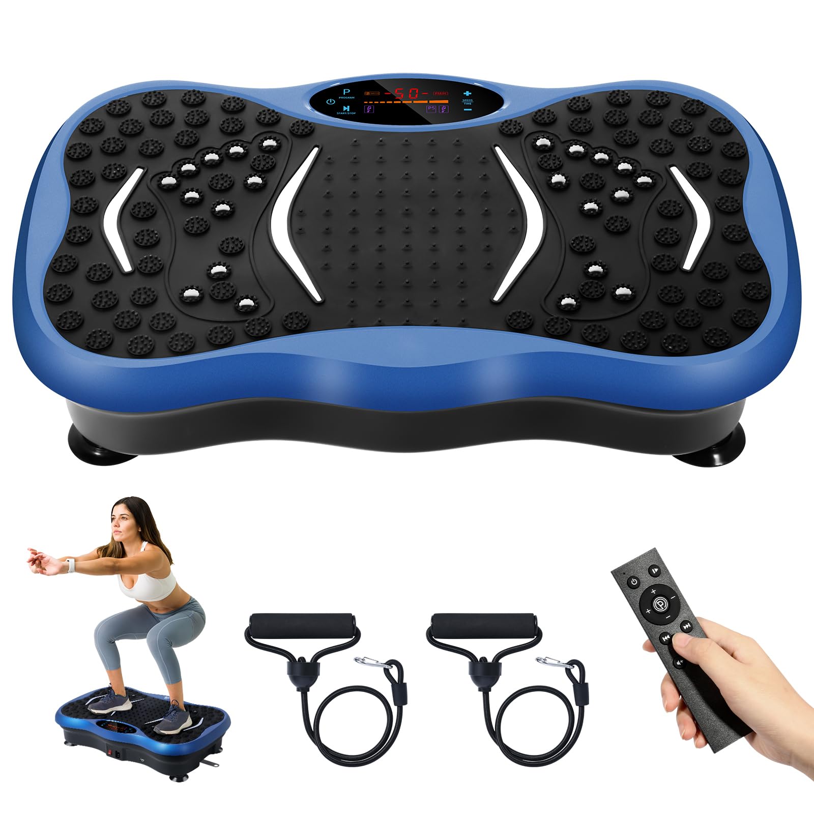 99-Level Vibration Plate with Bluetooth Speaker & Resistance Bands