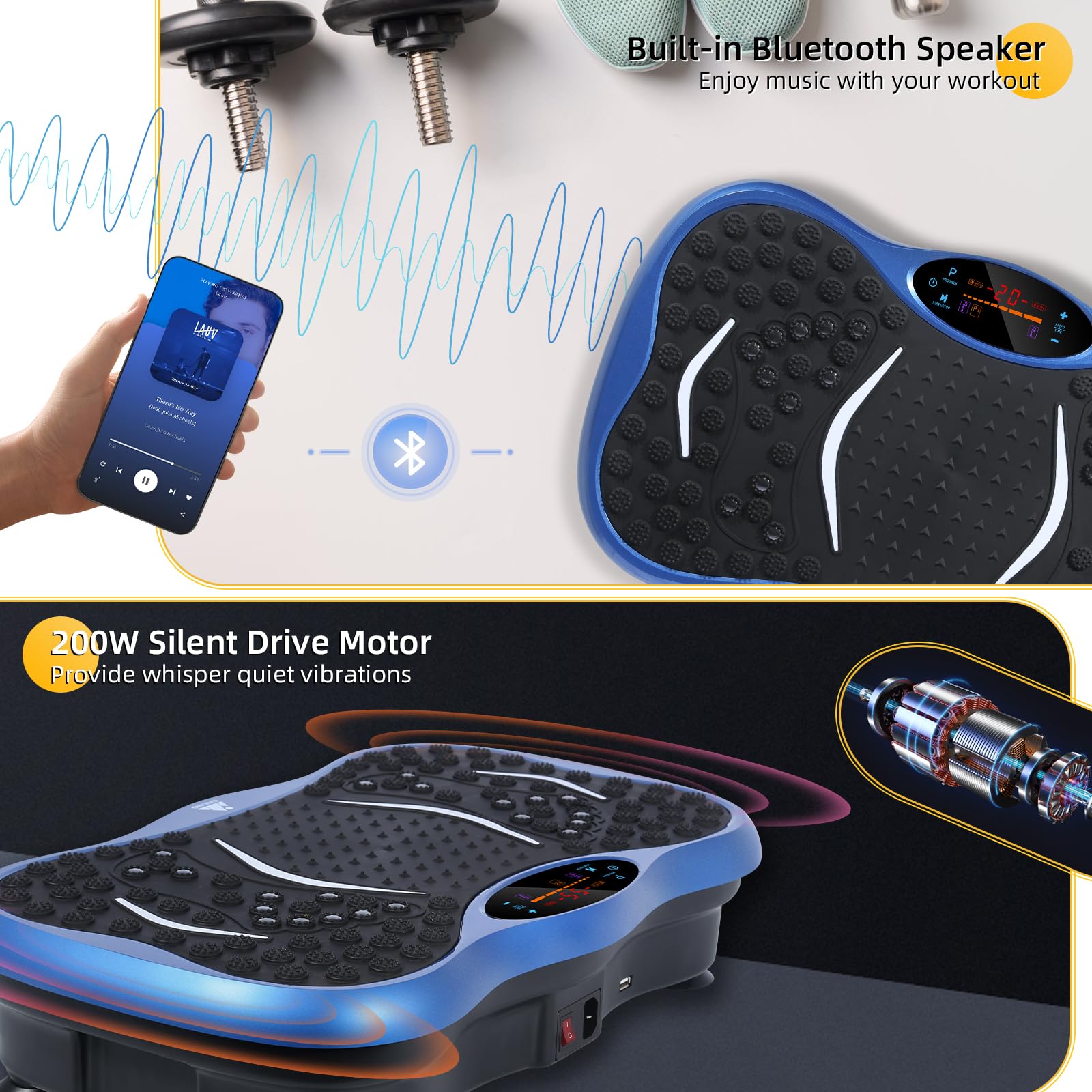 99-Level Vibration Plate with Bluetooth Speaker & Resistance Bands thumbnail 5