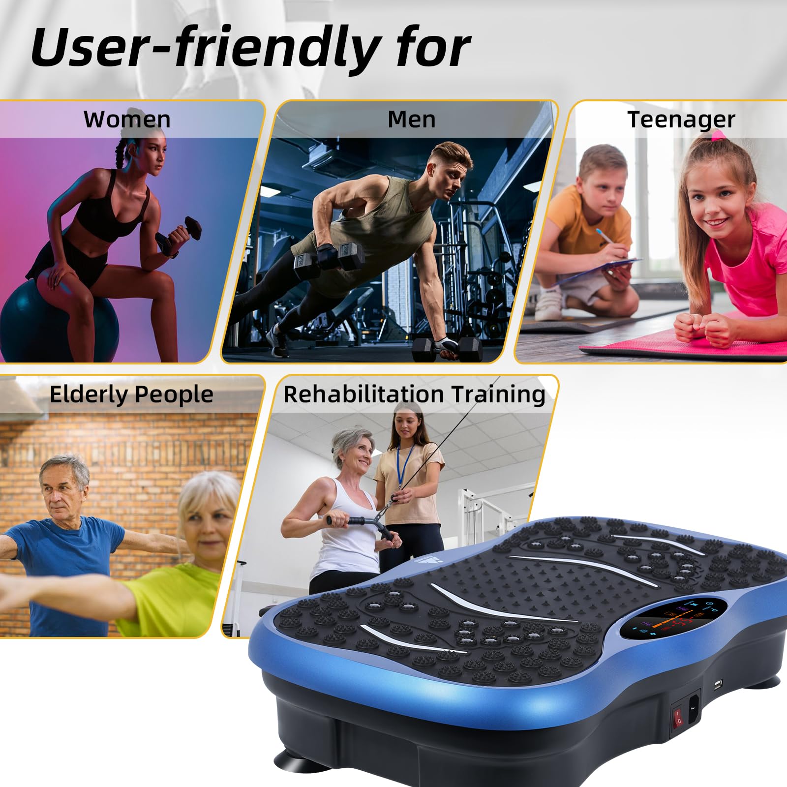 99-Level Vibration Plate with Bluetooth Speaker & Resistance Bands thumbnail 7